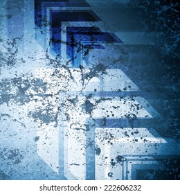 Grunge tech background with big arrows. Vector design