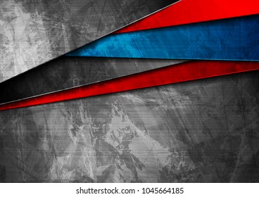 Grunge tech material contrast blue and red corporate texture background. Vector illustration