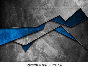 Grunge Tech Material Contrast Blue And Dark Grey Corporate Texture Background. Vector Illustration