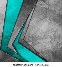 Grunge tech material contrast cyan and grey corporate texture background. Vector illustration