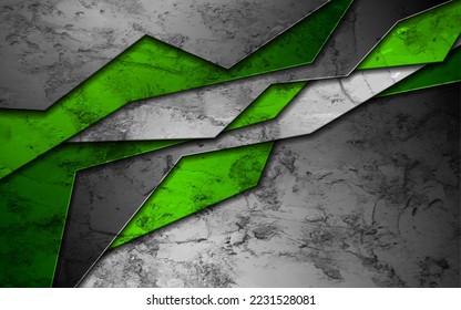 Grunge tech material contrast green and dark grey corporate texture background. Vector geometric abstract design