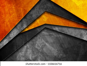 Grunge tech material contrast orange and dark grey corporate texture background. Vector illustration