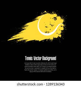 Grunge tennis background. Abstract tennis ball made from blots. Tennis design pattern. Vector illustration