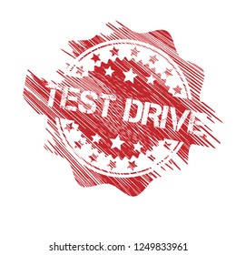 Grunge test drive emblem, label, badge, logo, seal. grunge test drive sticker