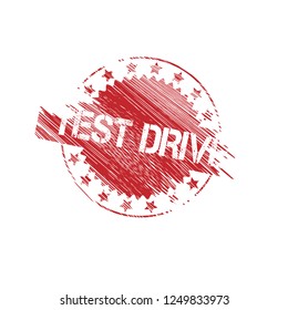 Grunge test drive emblem, label, badge, logo, seal. grunge test drive sticker