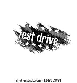 Grunge test drive emblem, label, badge, logo, seal. grunge test drive sticker