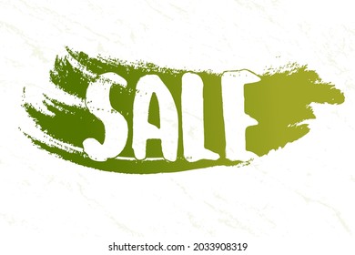 Grunge text sale for card, banner, flyer. Green gradient with texture background. Vector EPS10.
