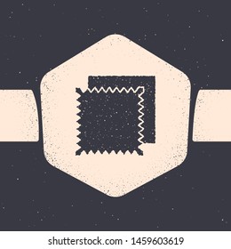 Grunge Textile fabric roll icon isolated on grey background. Roll, mat, rug, cloth, carpet or paper roll icon. Monochrome vintage drawing. Vector Illustration
