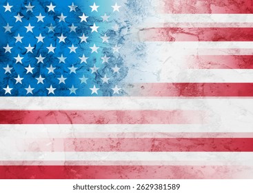 Grunge textural USA flag abstract vintage background. American Independence Day retro vector design