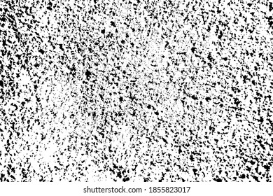 Grunge texture. Abstract distress pattern. Black rough flecks on white background for effect overlay. Dirty decay. Worn weathered texture. Rustic old particles patterns. Mottled backdrop. Vector