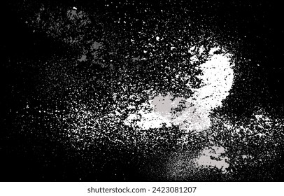 Grunge Texture. Abstract Surreal Vector Background with White and Beige Grungy Stains on a Black Layout. Simple Irregular Rough Print ideal for Layout, Cover. No text. Dark Textured Modern Design. 