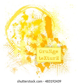 Grunge texture. Abstract vector template background. Yellow drops.