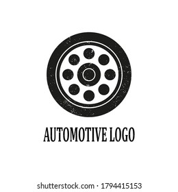 Grunge Texture Automotive Logo Design. Isolated on white background.