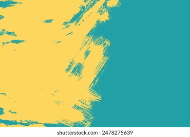 Grunge texture background. Abstract yellow brush stroke texture on blue background. 