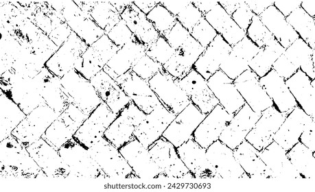 fondo de textura grunge color blanco y negro con textura de pared de ladrillos antiguos, ilustración vectorial de piso de ladrillo antiguo vintage