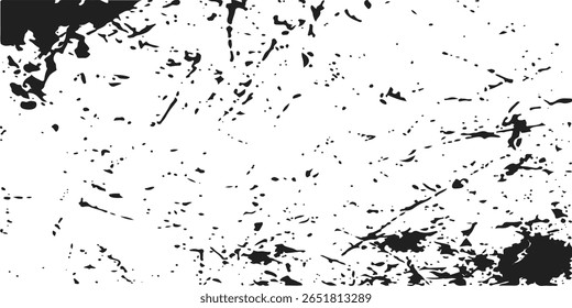 Grunge texture background with distressed black ink splatters on white canvas. Perfect for urban posters, vintage effects, album covers, and edgy street-style designs.