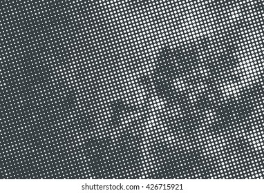 Grunge texture background, overlay effect with halftone offset design for artwork. Abstract scratch, dirty vector illustration with circles and dots.