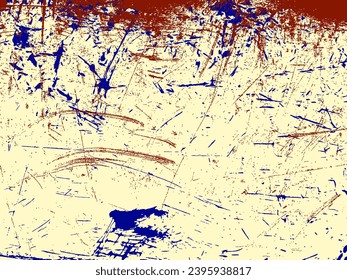 Grunge texture background vector, textured grungy red and blue vintage design element in old distressed paper or border illustration, scratches grit grime and grungy lines for photo overlay template 