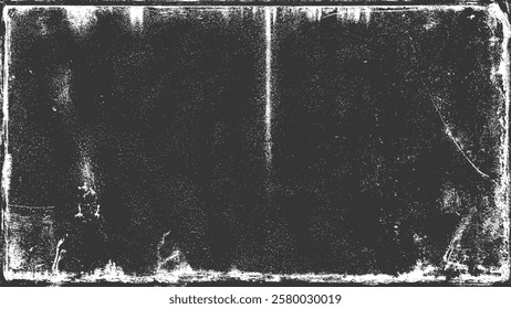 Grunge texture black background distressed frame border vintage abstract dark rough aged old weathered. Scratched worn dirty overlay effect pattern design with horizontal rectangle edge. Retro urban surface