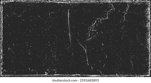 Grunge texture black background distressed frame border vintage abstract dark rough aged old weathered. Scratched worn dirty overlay effect pattern design with horizontal rectangle edge. Retro urban surface