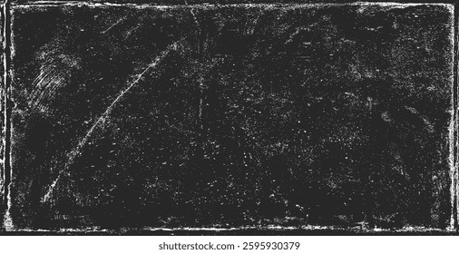 Grunge texture black background distressed frame border vintage abstract dark rough aged old weathered. Scratched worn dirty overlay effect pattern design with horizontal rectangle edge. Retro urban surface