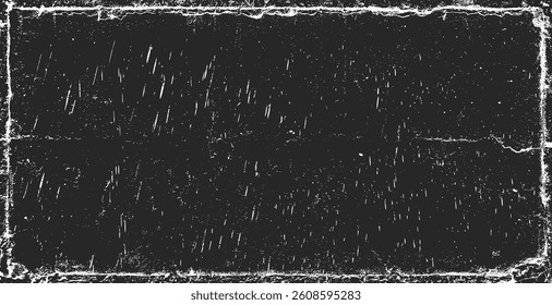 Grunge texture black background distressed frame border vintage abstract dark rough aged. Old weathered scratched worn dirty overlay effect pattern with horizontal rectangle edge. Urban industrial design