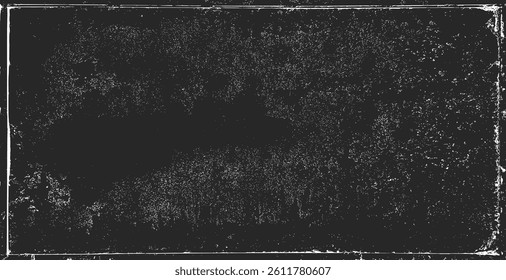 Grunge texture black background distressed frame border vintage abstract dark rough aged. Old weathered scratched worn dirty overlay effect pattern with horizontal rectangle edge. Urban industrial design