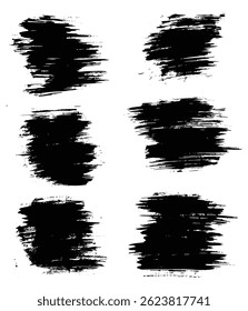 Grunge texture black brush stroke background design set