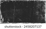 Grunge texture black frame border distressed vintage white background abstract dark rough aged old weathered. Scratched worn dirty overlay effect pattern surface with horizontal rectangle edge vignette design