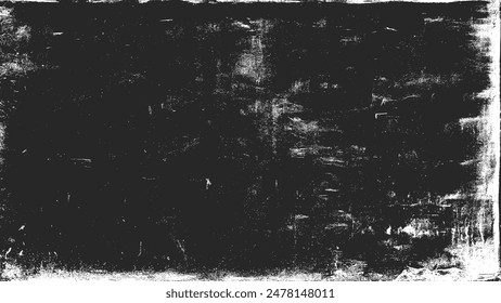 Textura gris desgastada. Textura granulada oscura sobre fondo blanco. Superposición de polvo con textura. Partículas de ruido de grano. Efecto intemperizado. Patrón de granulado roto. Ilustración vectorial, EPS 10.