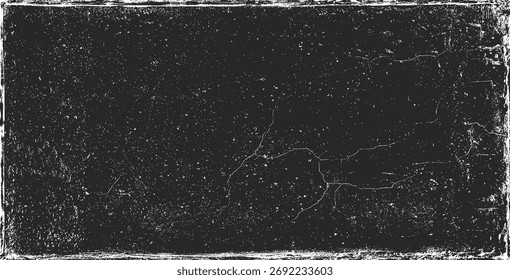 Textura grunge negra desgastada. Textura granulada oscura sobre fondo blanco. Superposición de polvo texturizado. Partículas de ruido de grano. Efecto meteorológico. Patrón de granulosidad desgarrado. Ilustración vectorial, EPS 10.