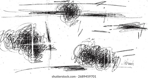 Grunge Texture Black Ink Splatters and Dots on White Background