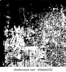 Grunge texture black and white. Abstract monochrome background of cracks, chips, lines, spots. Urban style vector pattern