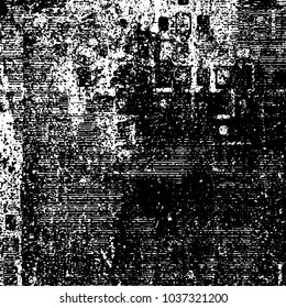Grunge texture black and white. Abstract monochrome background of cracks, chips, lines, spots. Urban style vector pattern