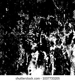 Grunge texture black and white. Abstract monochrome background of cracks, chips, lines, spots. Urban style vector pattern