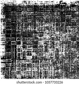 Grunge texture black and white. Abstract monochrome background of cracks, chips, lines, spots. Urban style vector pattern