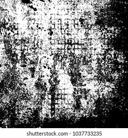 Grunge texture black and white. Abstract monochrome background of cracks, chips, lines, spots. Urban style vector pattern