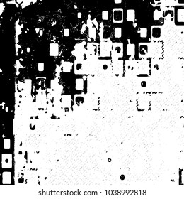 Grunge texture black and white. Abstract monochrome background of cracks, chips, lines, spots. Urban style vector pattern