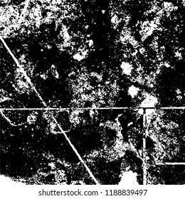 Grunge texture is black and white. Abstract vector background. Monochrome dark pattern on vintage surface