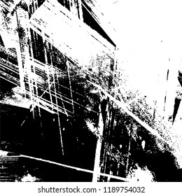 Grunge texture is black and white. Abstract vector background. Monochrome dark pattern on vintage surface