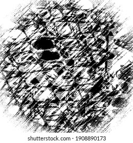 La textura gruesa es blanca y negra. Resumen de fondo monocromo. Punto de rayado sucio
