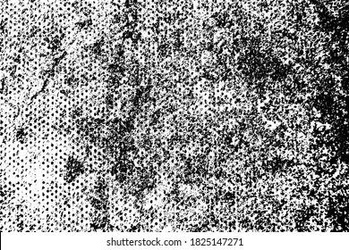 Grunge texture. Black and white background. Black scratches, scuffs, chips, blotches. A monochrome backdrop. Vector graphics
