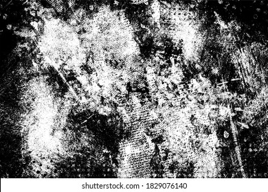 Textura gruesa. Fondo blanco y negro. Arañazos negros, escaramuzas, patatas fritas, manchas. Un fondo monocromo. Gráficos vectoriales
