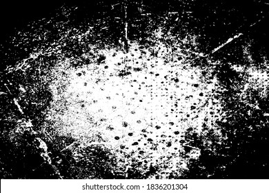 Grunge texture. Black and white background. Black scratches, scuffs, chips, blotches. A monochrome backdrop. Vector graphics