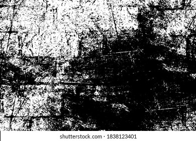 Grunge texture. Black and white background. Black scratches, scuffs, chips, blotches. A monochrome backdrop. Vector graphics