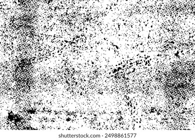 Grunge-Textur schwarz-weiß für Hintergrund. Struktur von Spänen, Rissen, Kratzern, Schellen, Staub, Schmutz. Dunkle monochrome Oberfläche. Altes Vintage-Vektormuster.