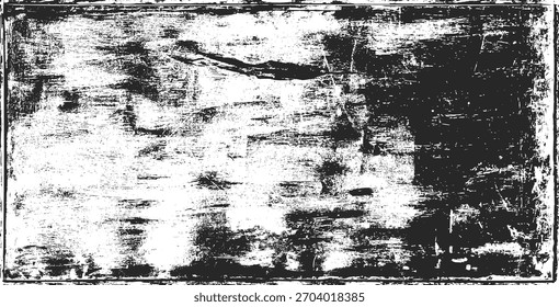 Textura grunge en blanco y negro. Textura de superposición de tensión. Polvo superficial Abstractas y concepto de fondo de pared sucia áspera. Efecto desgastado, desgarrado y desgastado. Ilustración vectorial, EPS 10.