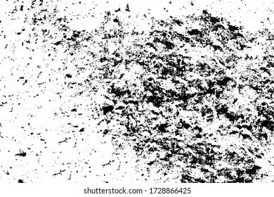 Grunge texture in black and white. Dark dirty background. Pattern of dust, dirt, scratches. Chaotic noise. Monochrome worn surface