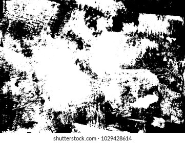 Grunge texture. Black and white ink on paper hand brush. Vintage old retro urban abstract print. Scratch and dash. Multiply, overlay filter. Vector illustration.