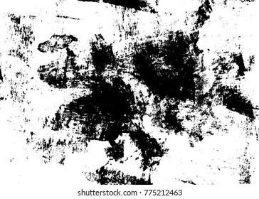Grunge texture. Black and white ink on paper hand brush. Vintage urban abstract print. Scratch and dash. Multiply, overlay filter. Vector illustration.